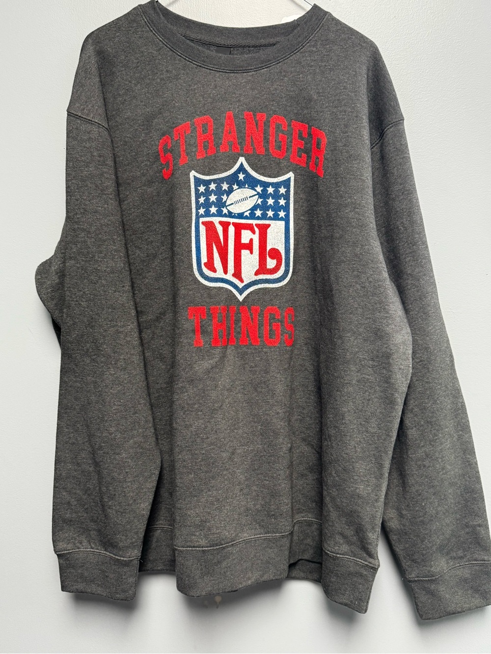 Stranger Things NFL Men's Charcoal Crewneck Sweatshirt XXL
